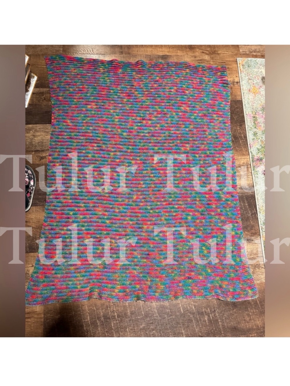 Handmade Rainbow Knit Throw